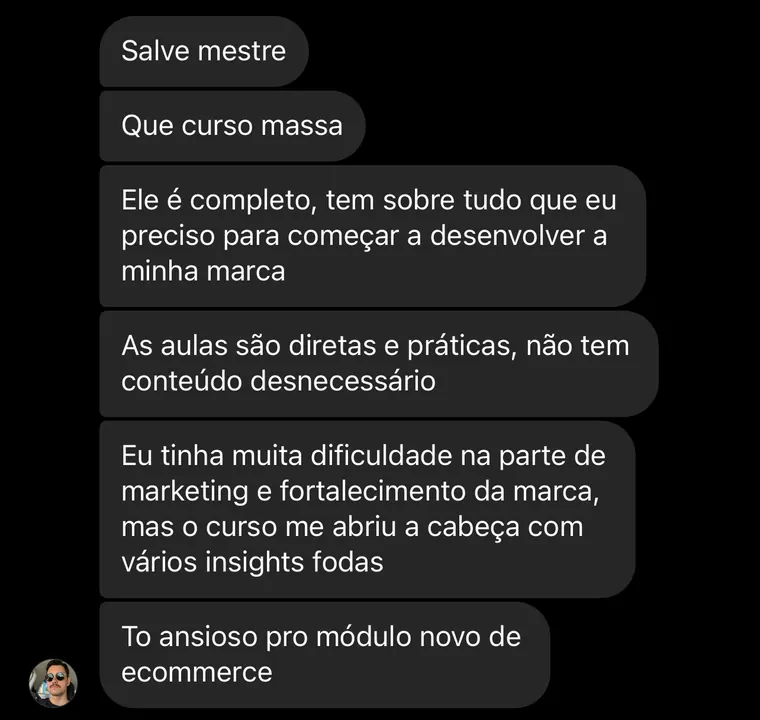 Aluno falando sobre marketing e marca